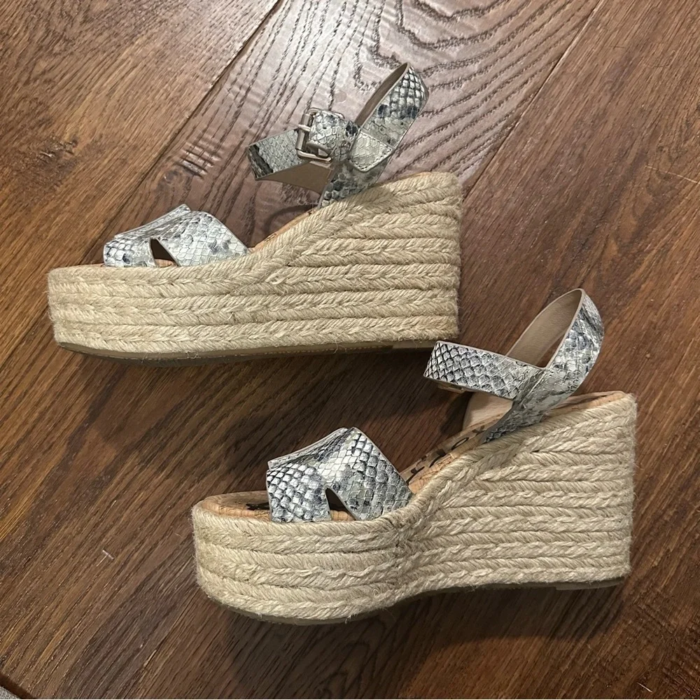 Sam Edelman Platform Espadrille Sandal Maura Snake Skin 8.5 Like New